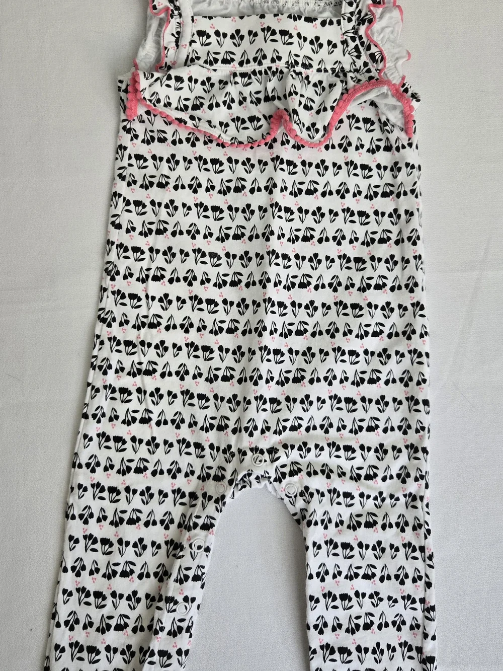 Carter's Child of Mine White Floral-Print One-Piece Bodysuit w/ Pink Trim Sz 12m